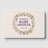 Elegant Greenery Wreath Baby Shower Gästebuch (Vorderseite)