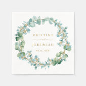 Elegant Greenery Wreath Gold Eucalyptus Wedding Serviette (Vorderseite)
