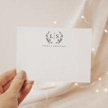 Elegant Greenery Wreath Monogram Couple Stationery