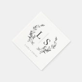 Elegant Greenery Wreath Monogram Wedding Serviette (Ecke)
