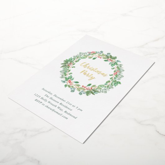 Elegant Greenery Wreath Rustikales Weihnachtsfest  Folieneinladung (Gedreht)