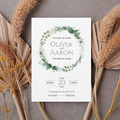 Elegant Greenery Wreath Wedding Invitation Einladung