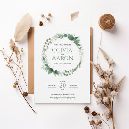 Elegant Greenery Wreath Wedding Invitation Einladung