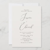 Elegant Greige Script Wedding Einladung (Vorderseite)