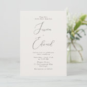 Elegant Greige Script Wedding Einladung (Stehend Vorderseite)