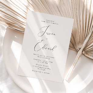 Elegant Greige Script Wedding Einladung