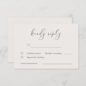 Elegant Greige Script Wedding RSVP Karte (Vorne/Hinten)