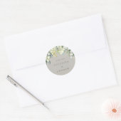 Elegant Greige Snowberry+Eucalyptus Wedding Runder Aufkleber (Umschlag)