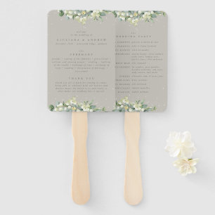 Elegant Greige Snowberry+Eucalyptus Winter Wedding Fächer