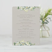 Elegant Greige Snowberry+Eucalyptus Winter Wedding Programm (Stehend Vorderseite)
