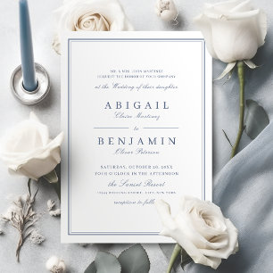 Elegant grenzt an staubige blaue Minimalistin Einladung