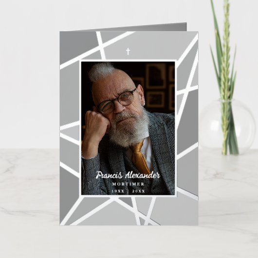 Elegant Grey Abstract Photo Memorial Funeral  (Vorderseite)