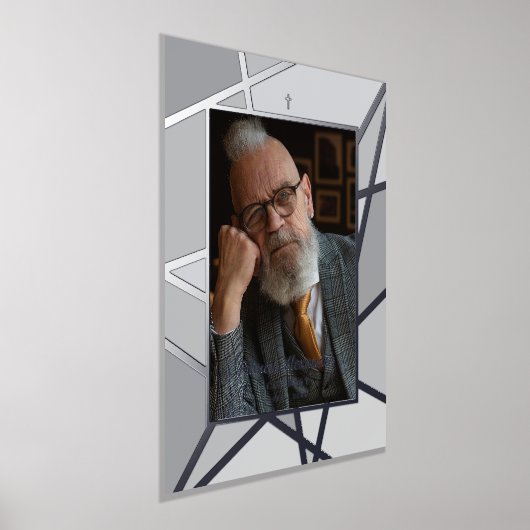 Elegant Grey Abstract Photo Memorial Funeral Foliendrucke (Ablage )