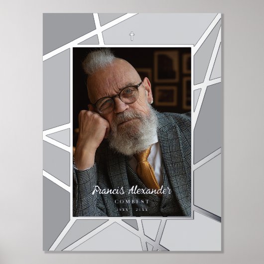 Elegant Grey Abstract Photo Memorial Funeral Foliendrucke (Vorderseite)