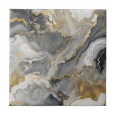 Elegant Grey and Gold Liquid Marble Agate Fliese (Vorderseite)