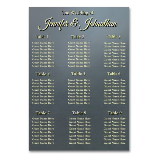 Elegant Grey Background Wedding Seating Chart Tischnummer (Vorderseite)