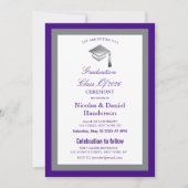 Elegant grey caps graduation ceremony invitation einladung (Vorderseite)
