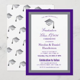 Elegant grey caps graduation ceremony invitation einladung