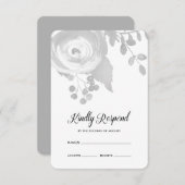 Elegant Grey Floral Wedding RSVP (Vorne/Hinten)
