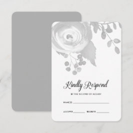 Elegant Grey Floral Wedding RSVP