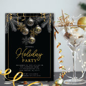 Elegant Grey Gold Christmas Party Einladung