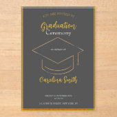 Elegant Grey & Gold Graduation Invitation Acryleinladungen (Vorderseite)