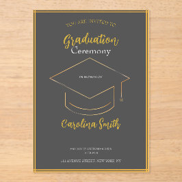 Elegant Grey & Gold Graduation Invitation Acryleinladungen