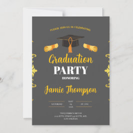 Elegant Grey & Gold Graduation Party Invitation Magneteinladung