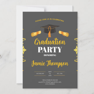 Elegant Grey & Gold Graduation Party Invitation Magneteinladung