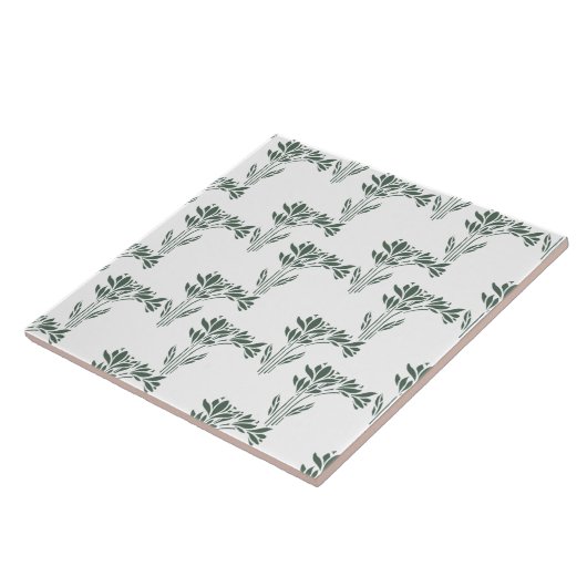 Elegant Grey-Green Botanical Pattern Fliese (Seite)