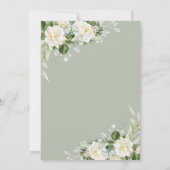 Elegant Grey Green Floral 50. Geburtstag Einladung (Rückseite)