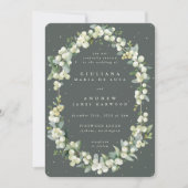 Elegant Grey Green Snowberry+Eucalyptus Wedding Einladung (Vorderseite)