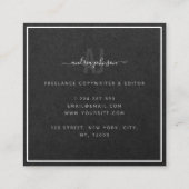 Elegant Grey Kraft Paper Freelance Writer Monogram Quadratische Visitenkarte (Rückseite)