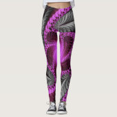 elegant grey pink flower fractal artwork design leggings (Vorderseite)