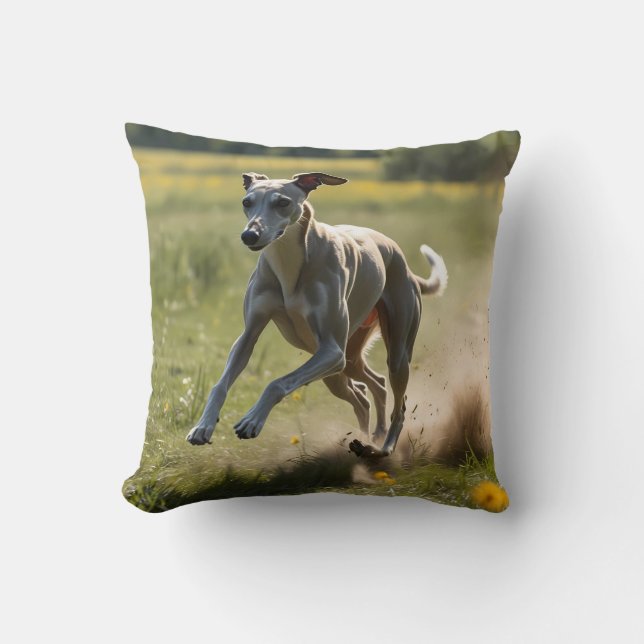 Elegant Greyhound Throw Kissen (Vorderseite)