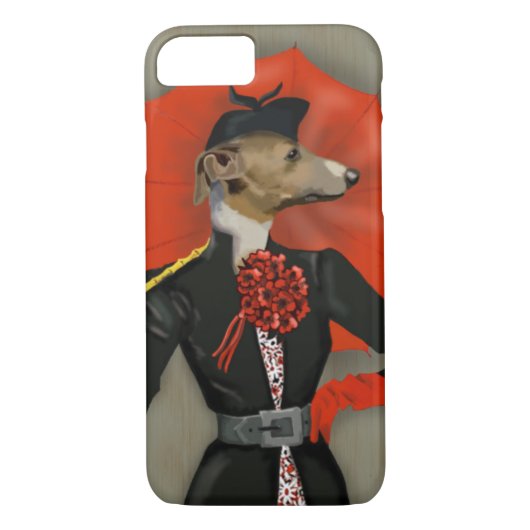 Elegant Greyhound und Roter Regenschirm Case-Mate iPhone Hülle (Rückseite)