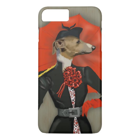 Elegant Greyhound und Roter Regenschirm Case-Mate iPhone Hülle (Rückseite)