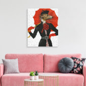 Elegant Greyhound und Roter Regenschirm Leinwanddruck (Insitu (Wohnzimmer))