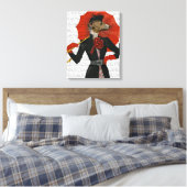 Elegant Greyhound und Roter Regenschirm Leinwanddruck (Insitu (Schlafzimmer))