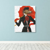 Elegant Greyhound und Roter Regenschirm Leinwanddruck (Insitu (Holzboden))