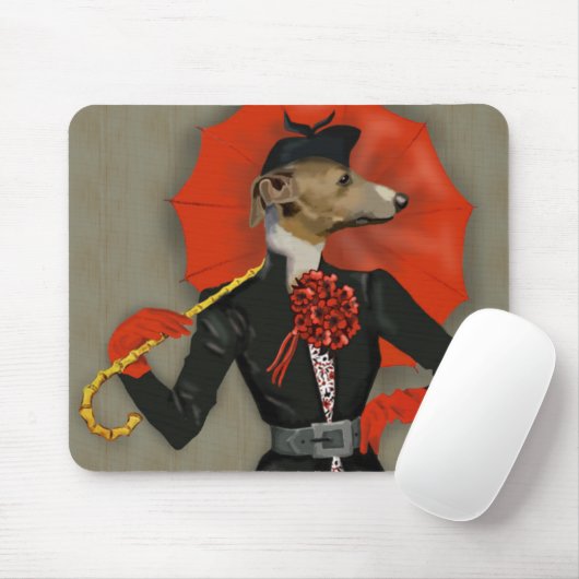 Elegant Greyhound und Roter Regenschirm Mousepad (Mit Mouse)