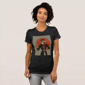 Elegant Greyhound und Roter Regenschirm T-Shirt (Vorne ganz)