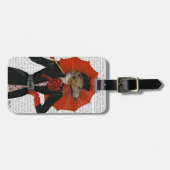 Elegant Greyhound und Roter Schirm 2 Gepäckanhänger (Vorderseite horizontal)