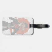 Elegant Greyhound und Roter Schirm 2 Gepäckanhänger (Rückseite horizontal)