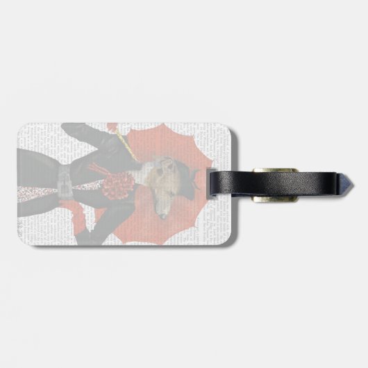 Elegant Greyhound und Roter Schirm 2 Gepäckanhänger (Rückseite horizontal)