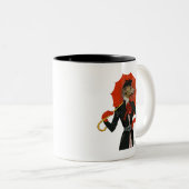 Elegant Greyhound und Roter Schirm 2 Zweifarbige Tasse (VorderseiteRechts)