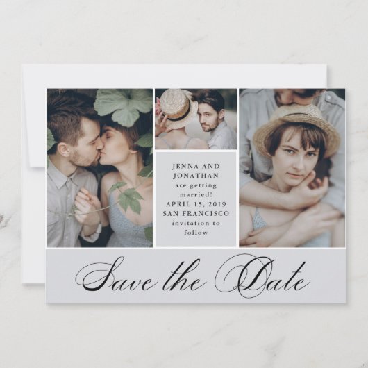 Elegant Grid | 4 Foto Hochzeit Datum speichern Save The Date (Vorderseite)