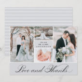 Elegant Grid | 4 Foto Hochzeit Vielen Dank Dankeskarte (Vorne/Hinten)