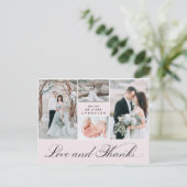 Elegant Grid | 4 Foto Hochzeit Vielen Dank Postkarte (Stehend Vorderseite)