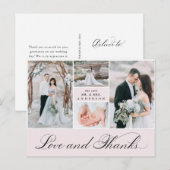Elegant Grid | 4 Foto Hochzeit Vielen Dank Postkarte (Vorne/Hinten)
